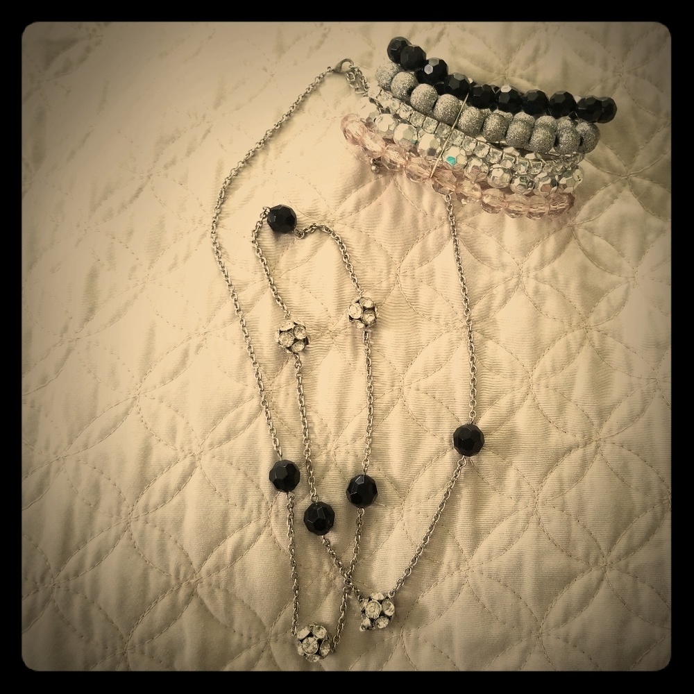 Chunky bracelet and full length matching necklace.